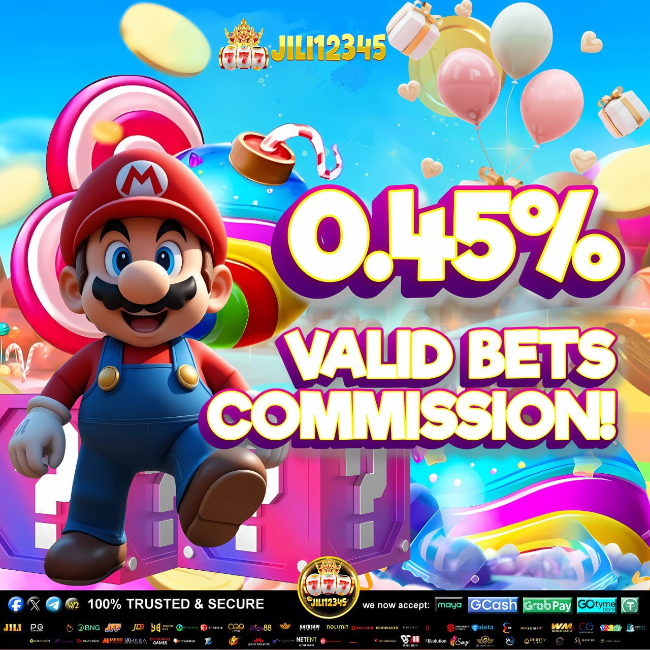 Slots online com símbolos coloridos